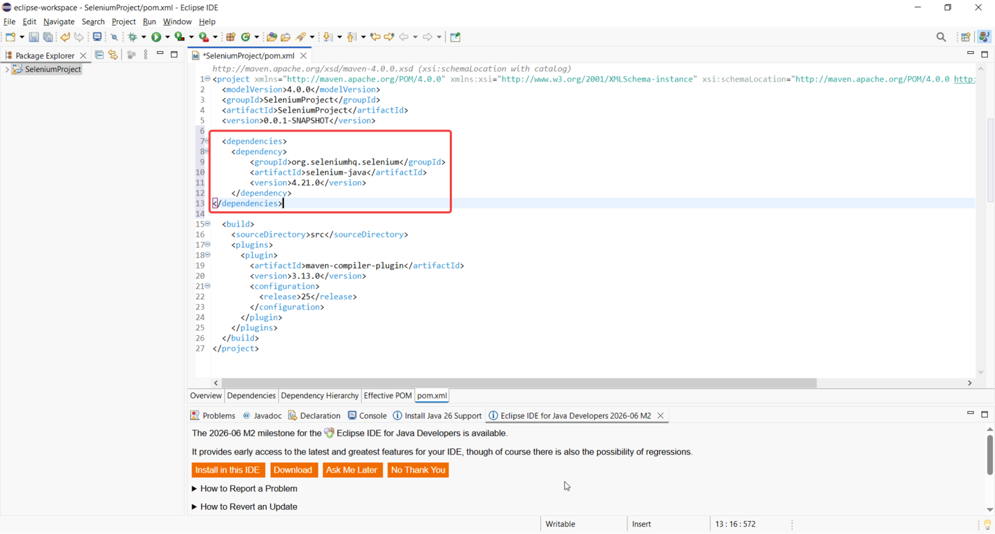 add selenium dependacies
