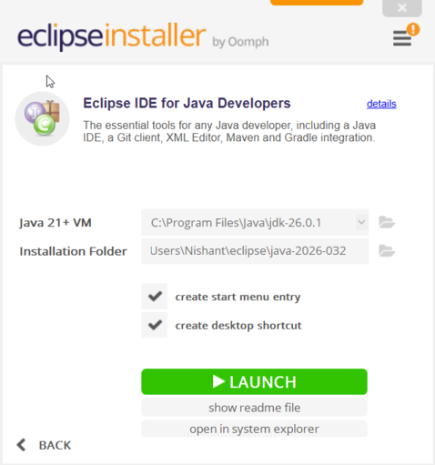 eclipse installed