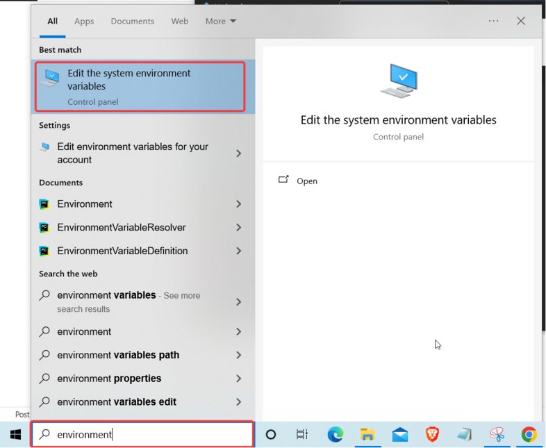 search env variable